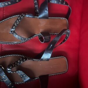 Brown Leather Sandals with Studded Straps